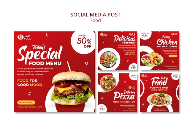 PSD gratuito plantilla de diseño de publicaciones de instagram de comida