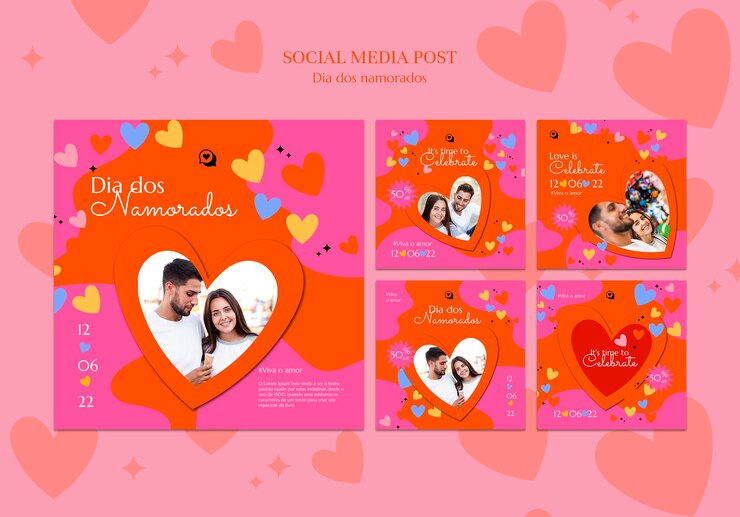 PSD gratuito plantilla de diseño de publicaciones de instagram de dia dos namorados