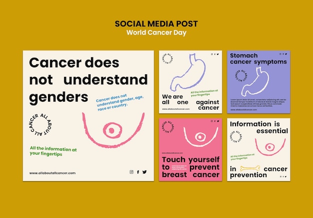 Plantilla de diseño de publicaciones de instagram del día mundial del cáncer
