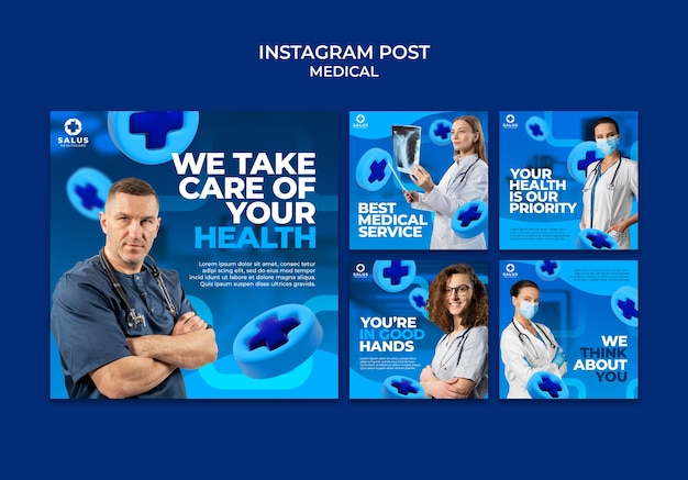 PSD gratuito plantilla de diseño de publicaciones de instagram médico degradado