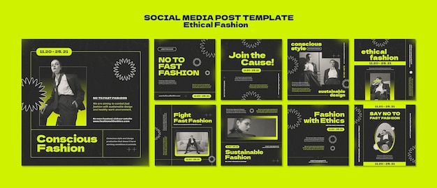 PSD gratuito plantilla de diseño de publicaciones de instagram de moda ética