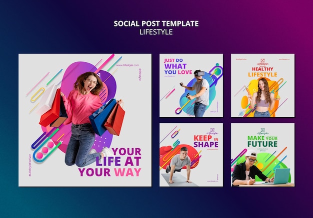 PSD gratuito plantilla de diseño de publicaciones de redes sociales de estilo de vida