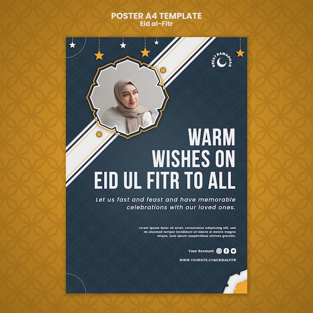 PSD gratuito plantilla de diseño realista de eid al-fitr