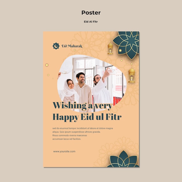 PSD gratuito plantilla de diseño realista de eid al-fitr