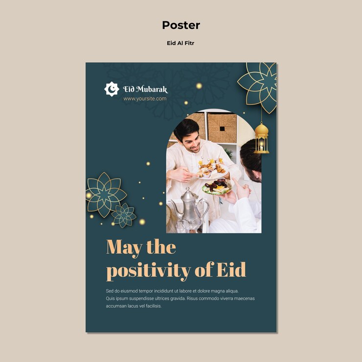 PSD gratuito plantilla de diseño realista de eid al-fitr