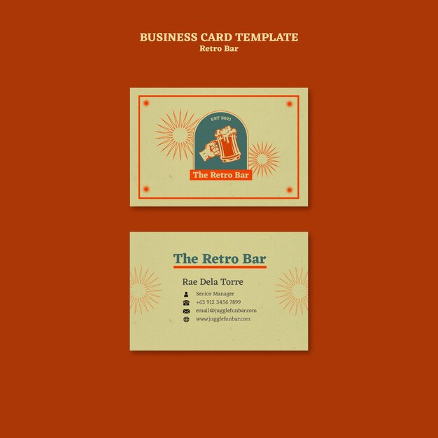 Plantilla de diseño de tarjeta de visita de bar retro