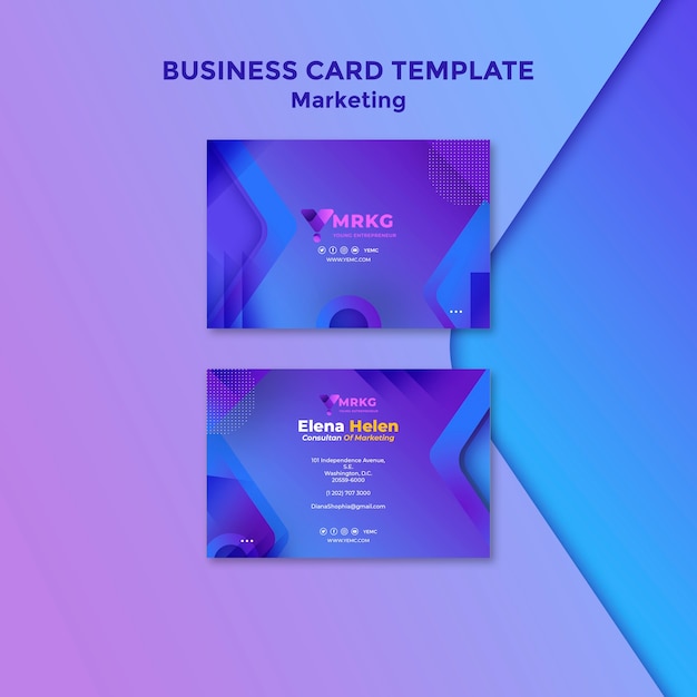 Plantilla de diseño de tarjeta de visita de marketing degradado