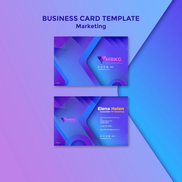 Plantilla de diseño de tarjeta de visita de marketing degradado