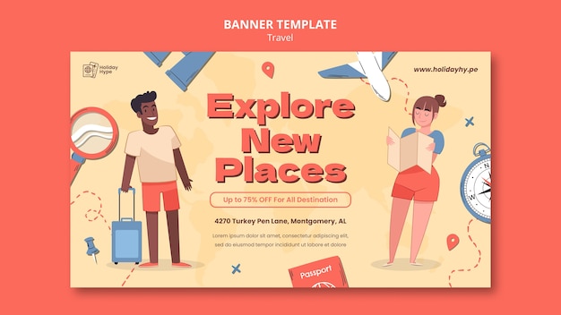 Plantilla de diseño de viajeros de banner