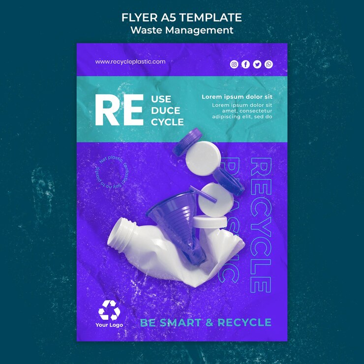 PSD gratuito plantilla de diseño de volante de gestión de residuos