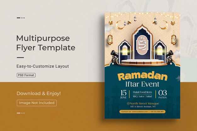 plantilla de diseño de volante de invitación al iftar de Ramadán