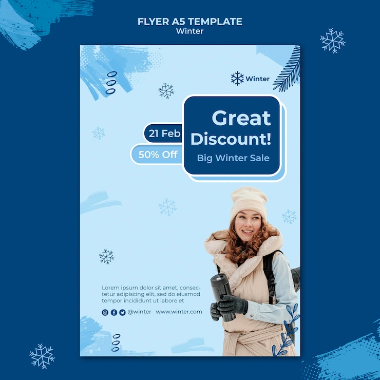 PSD gratuito plantilla de diseño de volante de rebajas de invierno