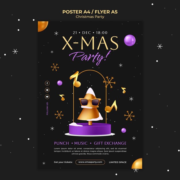 Plantilla divertida de póster de fiesta de navidad
