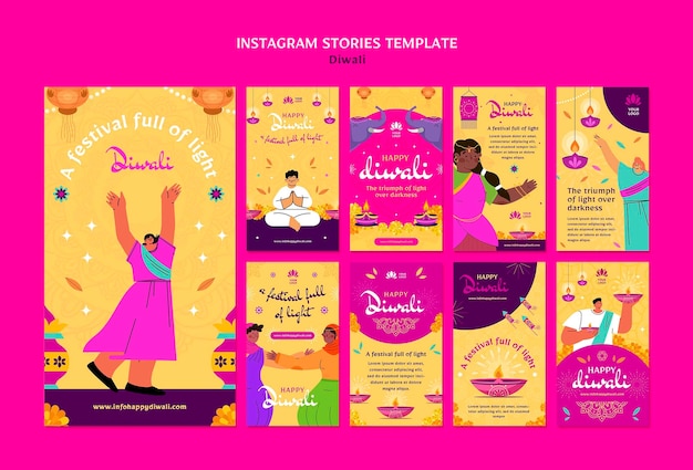 PSD gratuito plantilla de diwali de diseño plano