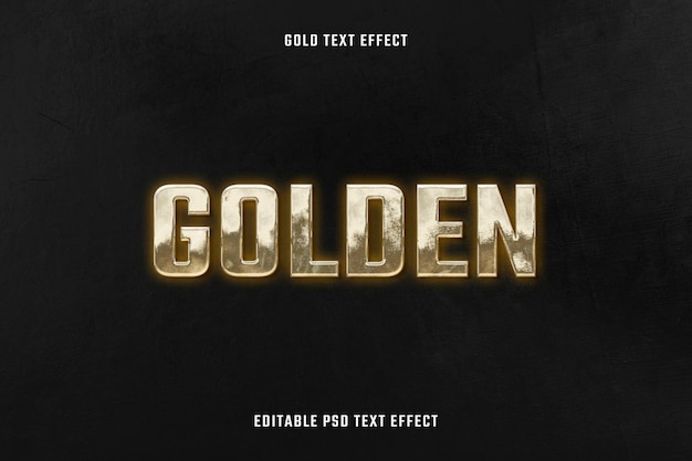 Plantilla editable psd de efecto de texto 3D dorado