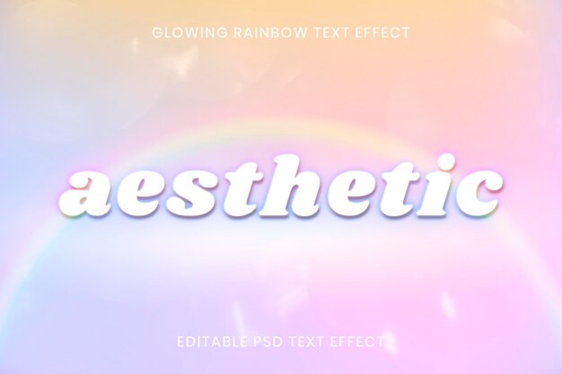 Plantilla editable psd de efecto de texto de arco iris brillante