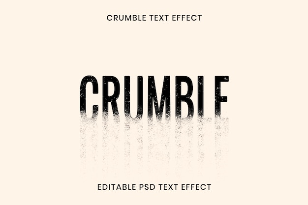 Plantilla editable psd de efecto de texto crumble