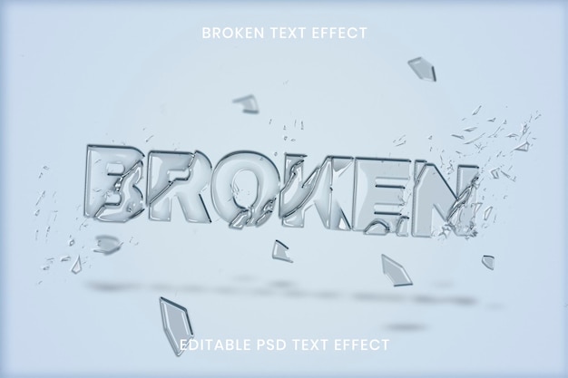 PSD gratuito plantilla editable psd de efecto de texto de vidrio roto