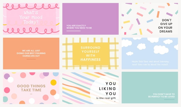 Plantilla editable psd en lindos fondos pastel con textos inspiradores