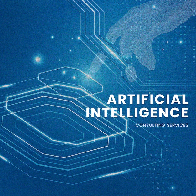 Plantilla editable de tecnología AI psd innovación futurista para publicación en redes sociales