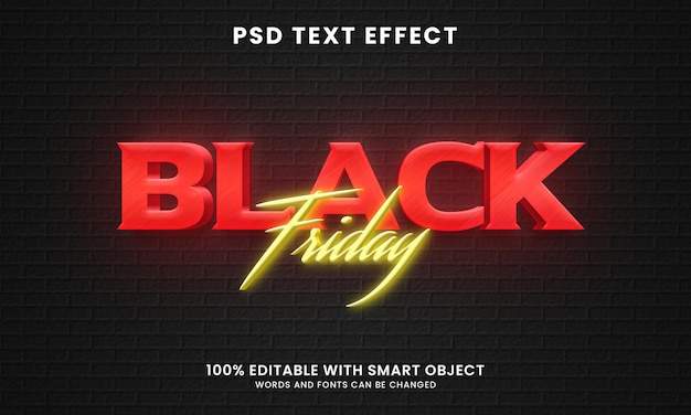 Plantilla de efecto de texto 3d de viernes negro