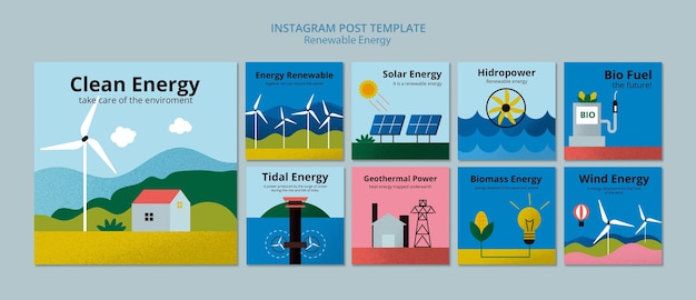 Plantilla de energía renovable de diseño plano