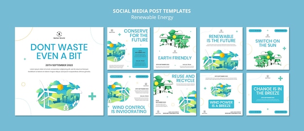 Plantilla de energía renovable de diseño plano
