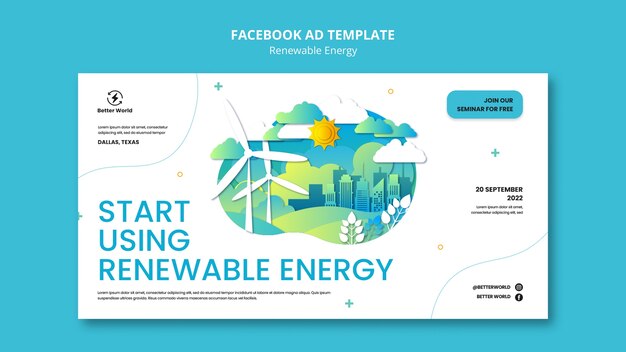 Plantilla de energía renovable de diseño plano
