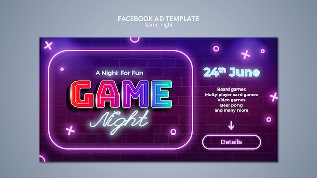 Plantilla de entretenimiento para la noche de juegos en Facebook