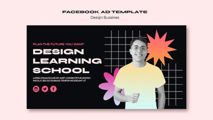 PSD gratuito plantilla de escuela de diseño de diseño plano