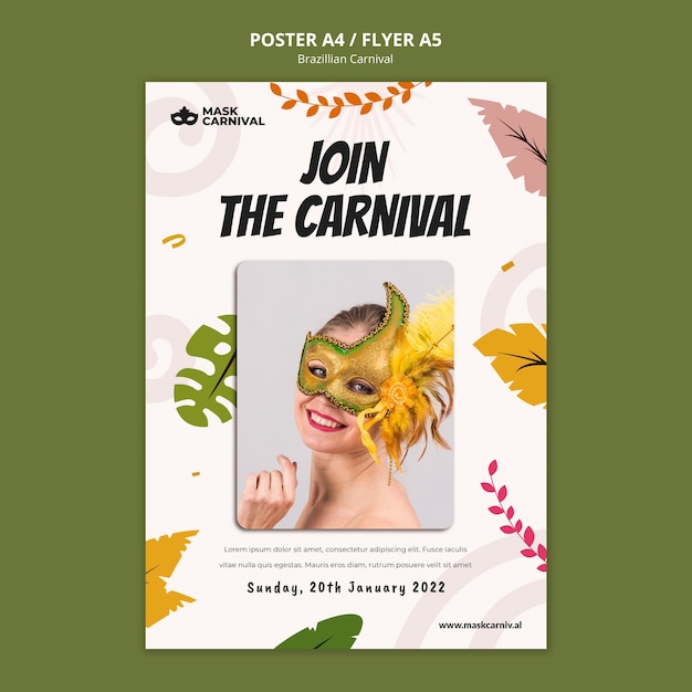 Plantilla de estampado de carnaval brasileño