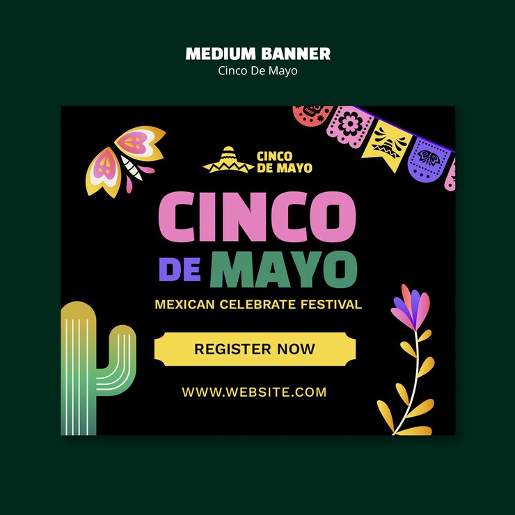 PSD gratuito plantilla de estandarte para la celebración del cinco de mayo