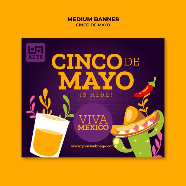 plantilla de estandarte para la celebración del Cinco de Mayo