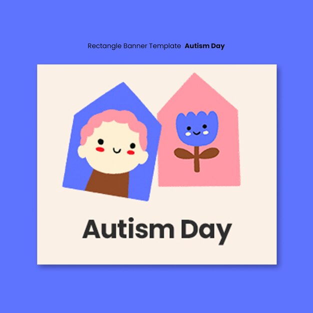 plantilla de estandarte para la celebración del día del autismo