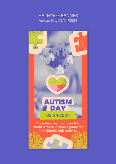 PSD gratuito plantilla de estandarte para la celebración del día del autismo