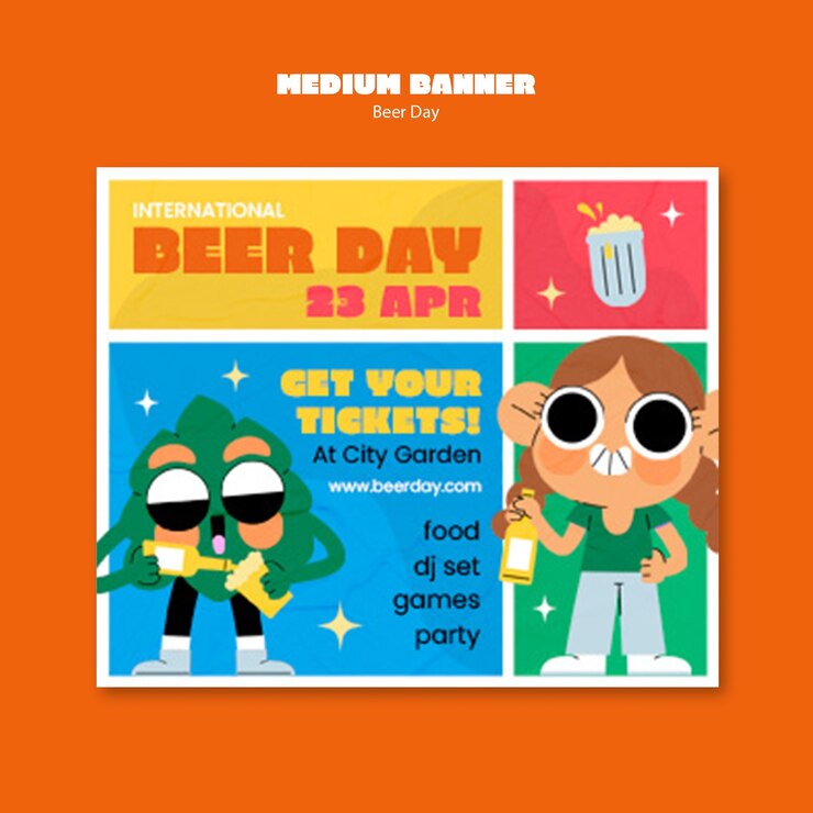 PSD gratuito plantilla de estandarte para la celebración del día de la cerveza