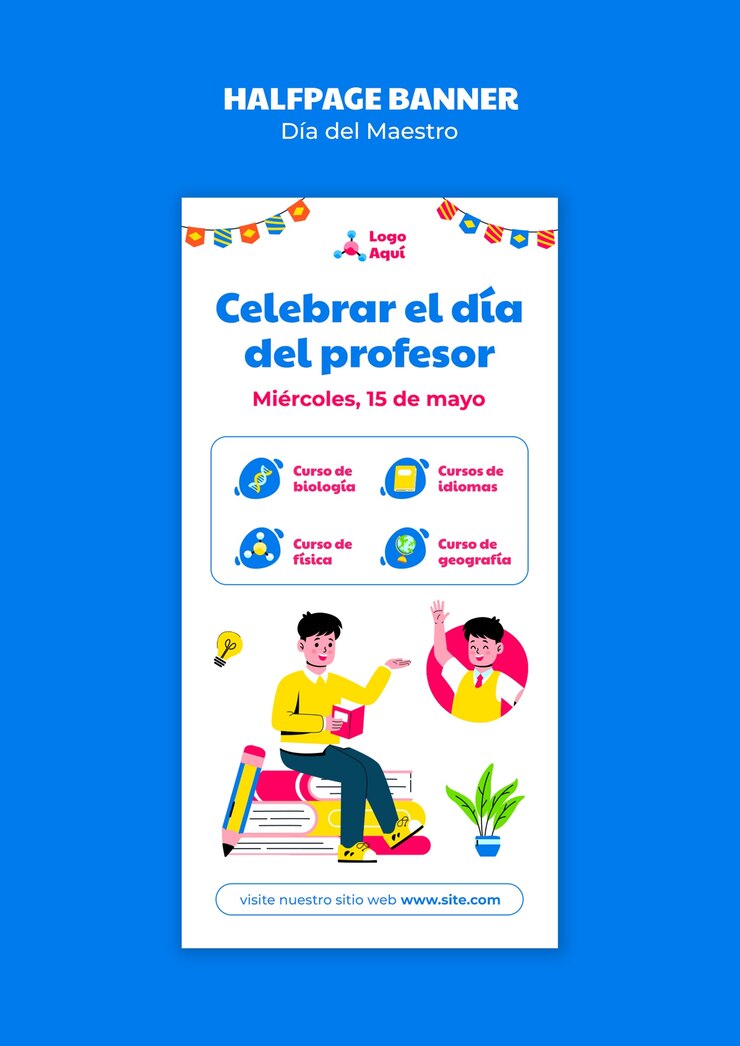 PSD gratuito plantilla de estandarte para la celebración del día del maestro
