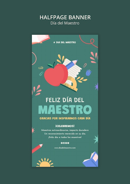 PSD gratuito plantilla de estandarte para la celebración del día del maestro