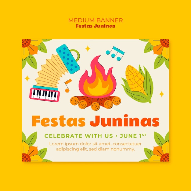 Plantilla de estandarte para la celebración de festa junina