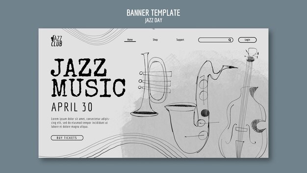 plantilla de estandarte del día artístico del jazz