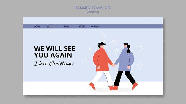 plantilla de estandarte de diseño plano para la celebración de Navidad