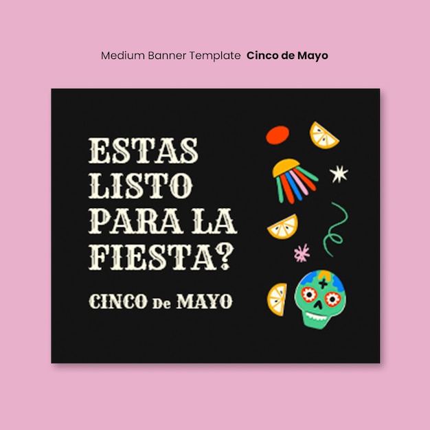 Plantilla de estandarte medio de cinco de mayo