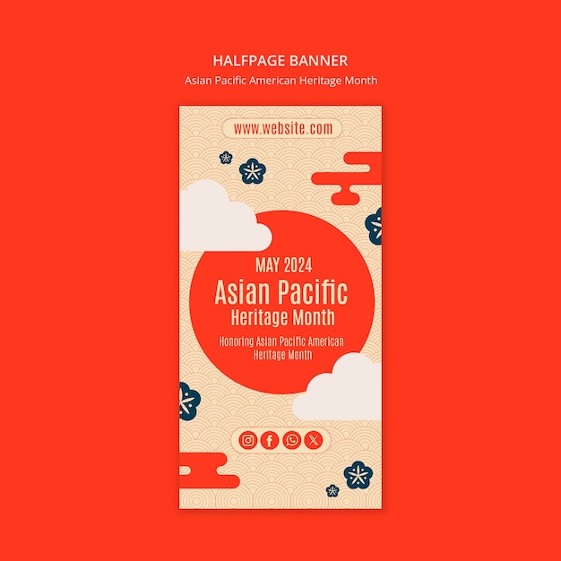 plantilla de estandarte del mes del patrimonio asiático pacífico americano