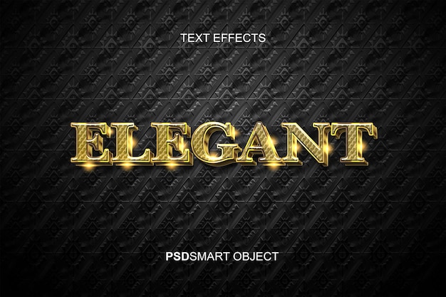 Plantilla de estilo de texto 3d de oro elegante de lujo
