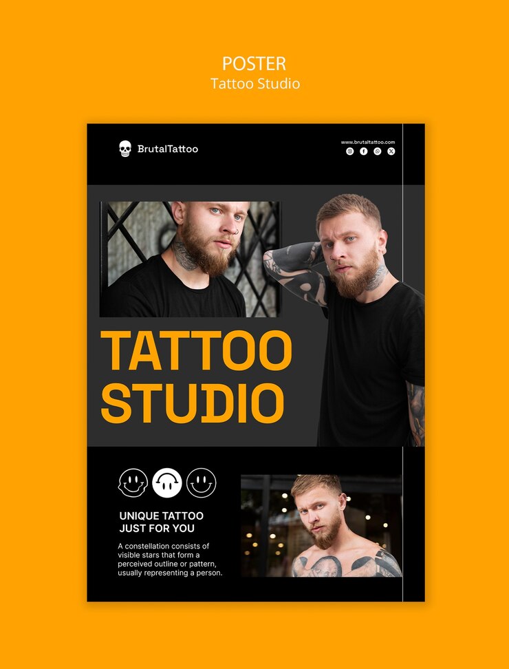 plantilla de estudio de tatuaje de diseño plano