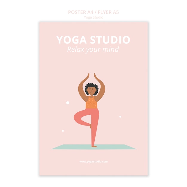 PSD gratuito plantilla de estudio de yoga de diseño plano