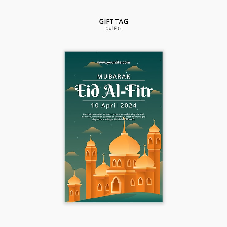 PSD gratuito plantilla de etiqueta de regalo para la celebración del eid al fitr