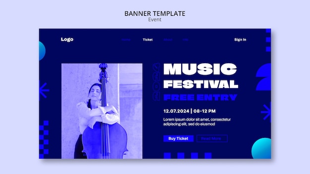 PSD gratuito plantilla de evento musical de diseño plano