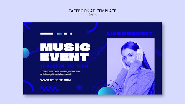 PSD gratuito plantilla de evento musical de diseño plano