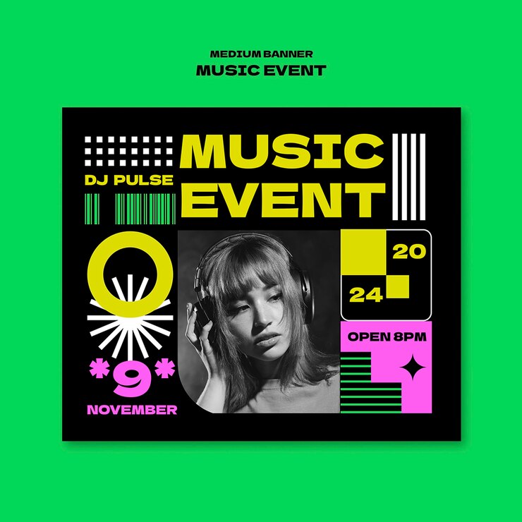 PSD gratuito plantilla de evento musical de diseño plano